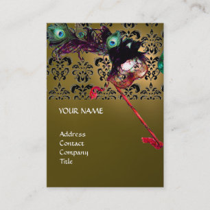 Cartão De Visita Damasco preto-e-branco da FESTA mascarada