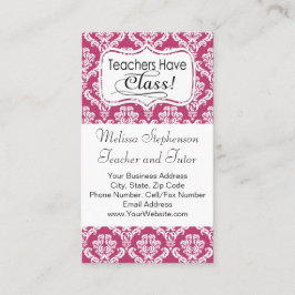 Cartão De Visita Damasco Rosa, Professores Têm Classe