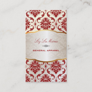 Cartão De Visita Damasco/vermelho do vendome de PixDezines