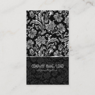 Cartão De Visita Damascos de Vintage Preto e Metálico Elegante 3