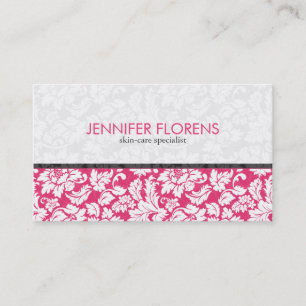 Cartão De Visita Damascos Florais Brancos Elegantes