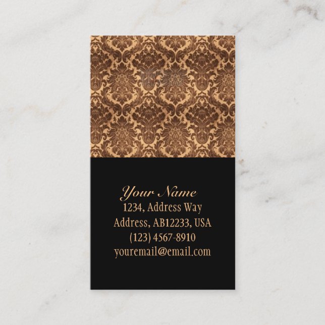 Cartão De Visita Damask- Brown & beige (Frente)