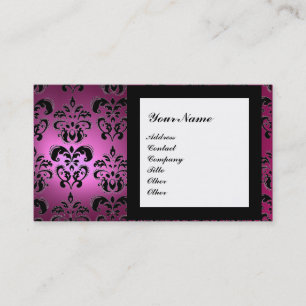 Cartão De Visita DAMASK GEM STONE MONOGRAM cor-de-rosa