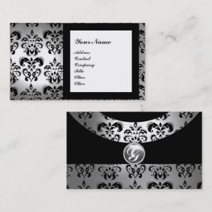 Cartão De Visita DAMASK GEM STONE MONOGRAM White Crystal