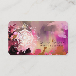 Cartão De Visita Damask Mandala Abstrato Watercolor Artist Vintage