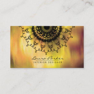 Cartão De Visita Damask Mandala Watercolor Artista Elegante Vintage