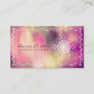 Cartão De Visita Damask Mandala Watercolor Artista Elegante Vintage