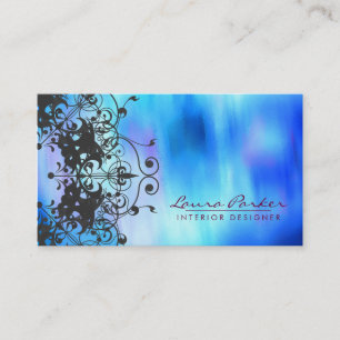 Cartão De Visita Damask Mandala Watercolor Artista Elegante Vintage