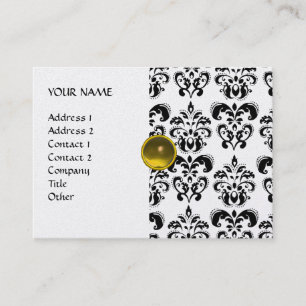 Cartão De Visita DAMASK MON RUBY amarelo brilhante cinza ouro plati