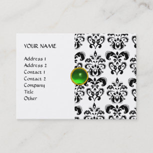 Cartão De Visita DAMASK MON RUBY, cinza verde brilhante