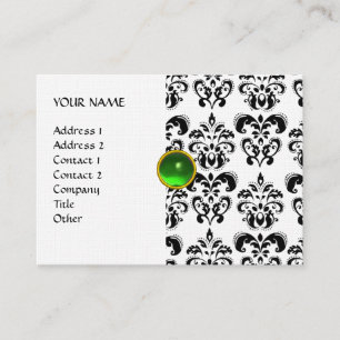 Cartão De Visita DAMASK MON RUBY, cinza verde-clara, linha de ouro