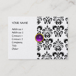 Cartão De Visita DAMASK MON RUBY roxo brilhante cinza preto platina