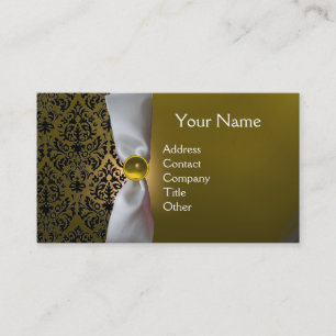 Cartão De Visita DAMASK MONOGRAM - fita branca - amarela