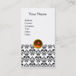 Cartão De Visita DAMASK MONOGRAM gema laranja casca de ovo