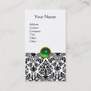 Cartão De Visita DAMASK MONOGRAM gema verde branco