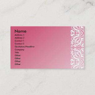 Cartão De Visita Damask rosa e branco