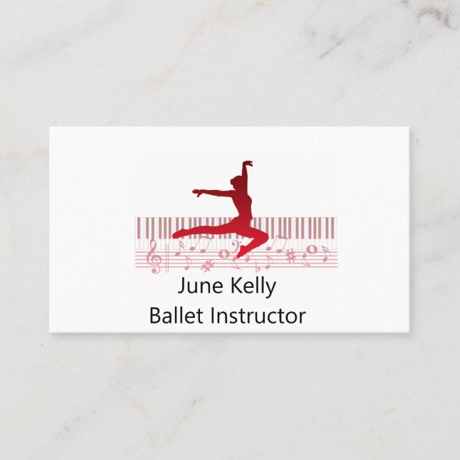 Cartão De Visita dançarina de balé em um teclado (Frente)