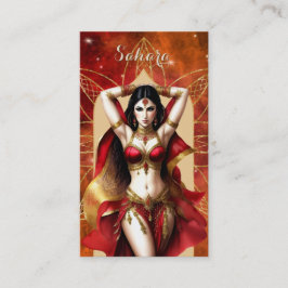 Cartão De Visita Dançarina de Belly Dance Marroquina Vermelho Doura