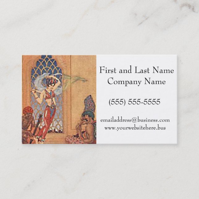 Cartão De Visita Dançarina de Belly Exótica às Noites de Árabe com  (Frente)