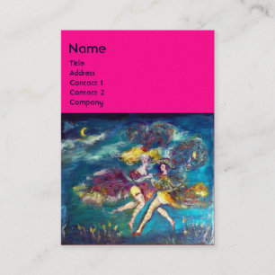 Cartão De Visita DANÇAS E MÚSICA NO MONOGRAMA NOTURNO, azul