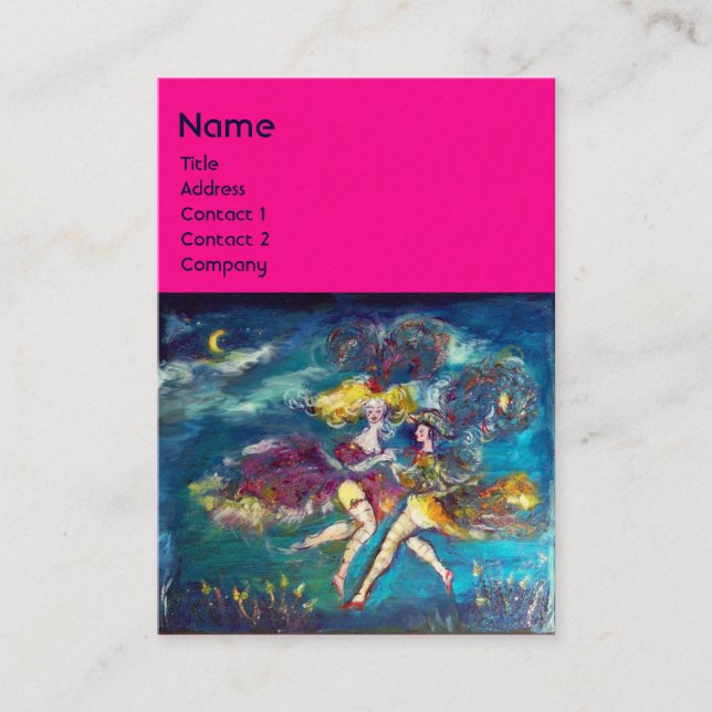 Cartão De Visita DANÇAS E MÚSICA NO MONOGRAMA NOTURNO, azul (Frente)