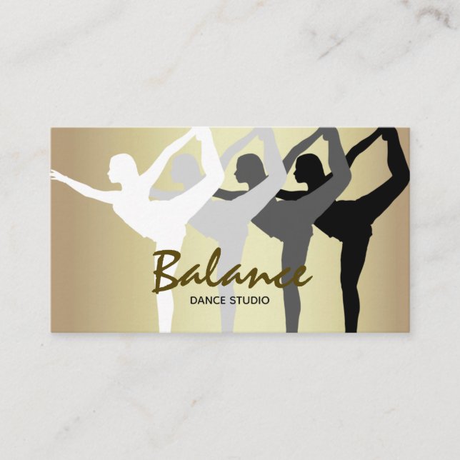 Cartão De Visita Dance Studio Body Silhouette Dourado e Black Moder (Frente)