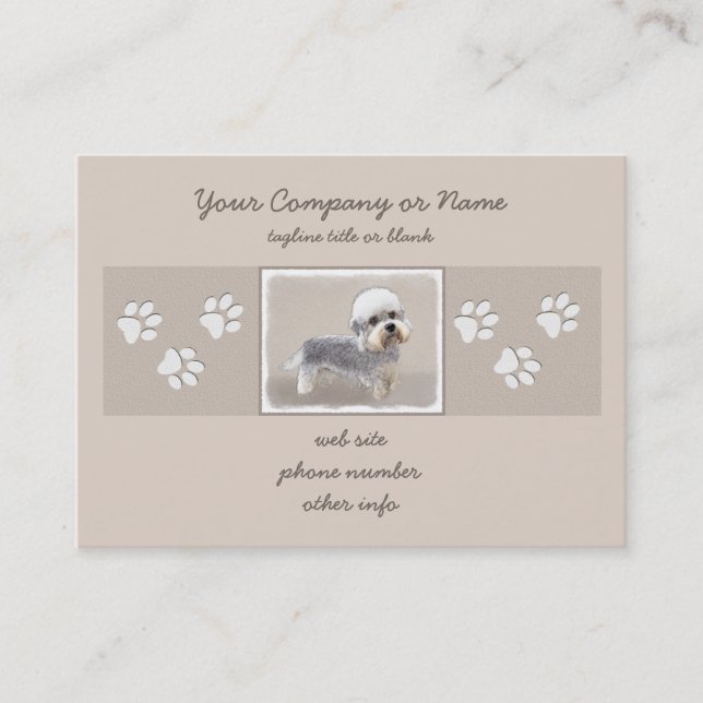 Cartão De Visita Dandie Dinmont Terrier pintando pintura original d (Frente)