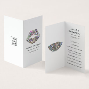 Cartão De Visita Dazzling Faux Glitter Lábios Makeup Artist Busines