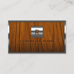 Cartão de visita de aço do Woodgrain do monogram