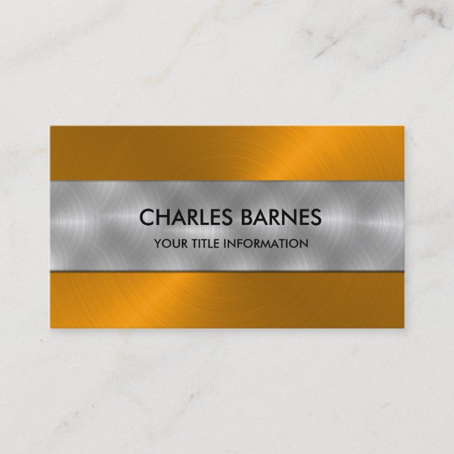 Cartão de visita de aço inoxidável laranja (Frente)