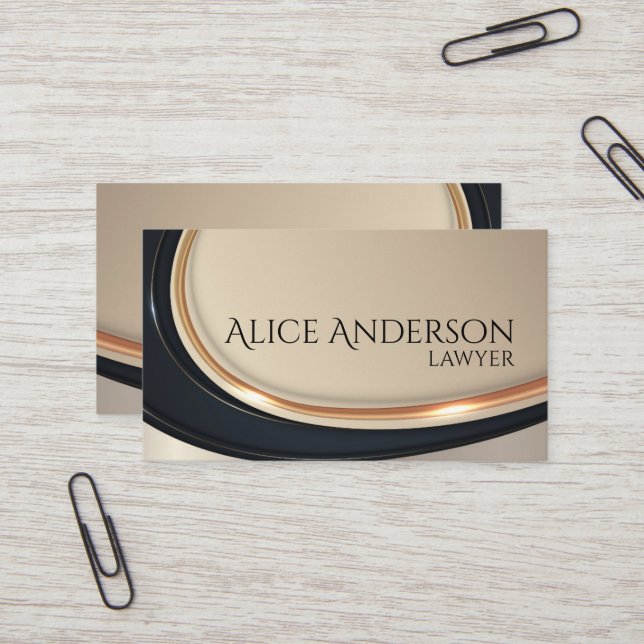 Cartão de visita de advogado elegante de ouro negr (Frente/Verso In Situ)