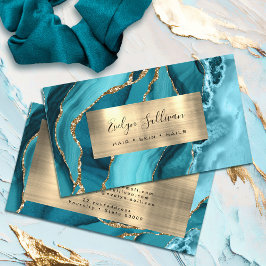 Cartão de visita de Agate Dourado Teal