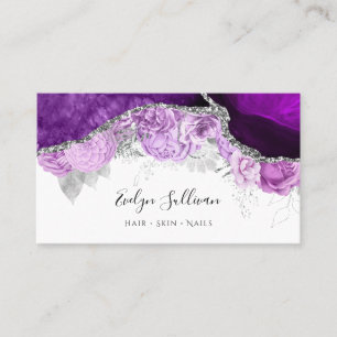 cartão de visita de agate floral roxo