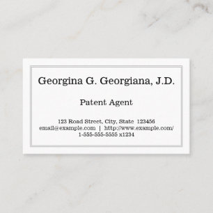 Cartão de visita de agente de patente simples e s