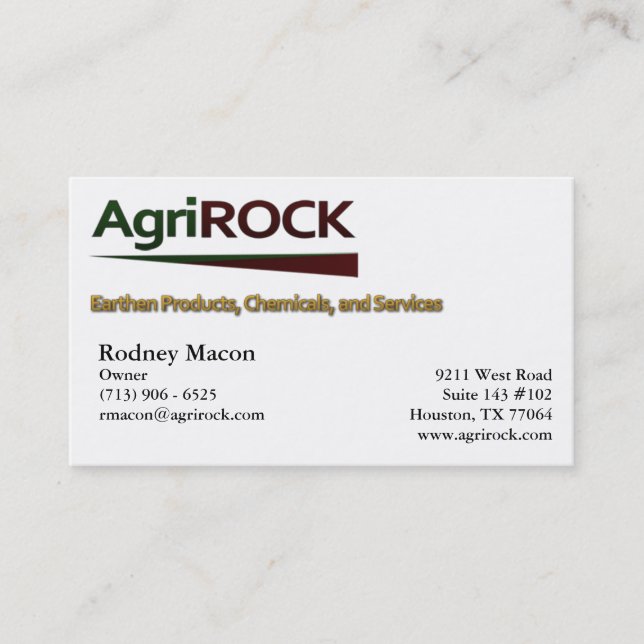 Cartão de visita de AgriRock (Frente)