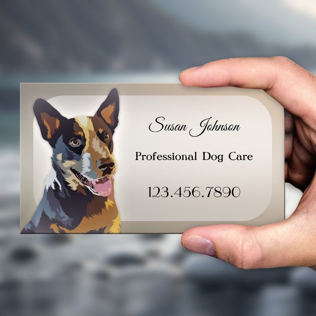 Cartão de visita de Agrupamento Profissional de Cu (Business card for a professional dog walker or a business offering dog grooming or training)