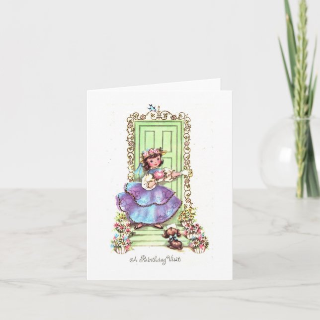 Cartão de Visita de Aniversário Vintage (Frente)