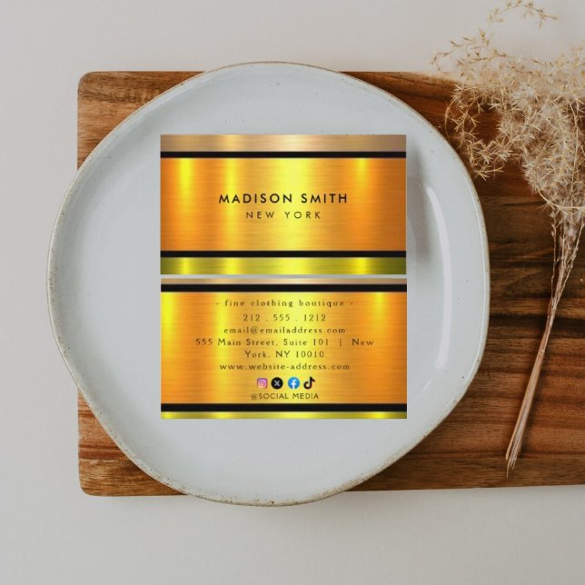 Cartão de visita de Aparição Dourada de metal esco (Criador carregado)