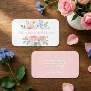 Cartão de Visita de Aquarela Floral Elegante para