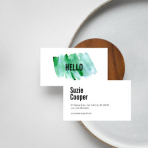 Cartão de visita de Aquarela Verde Moderna Profiss