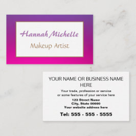 Cartão de visita de Artista de Makeup Magenta Roxo