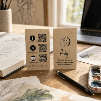 Cartão de Visita de Artista em Papel Kraft com Míd