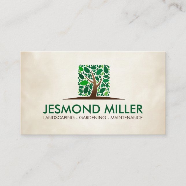 Cartão de visita de Árvore Geométrico Quadrado (Frente)