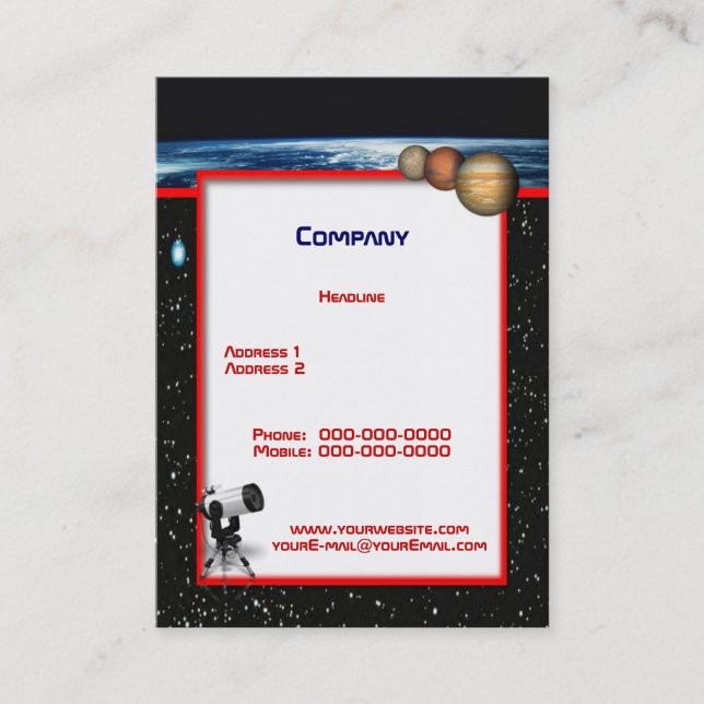 Cartão de visita de astronomia (Frente)