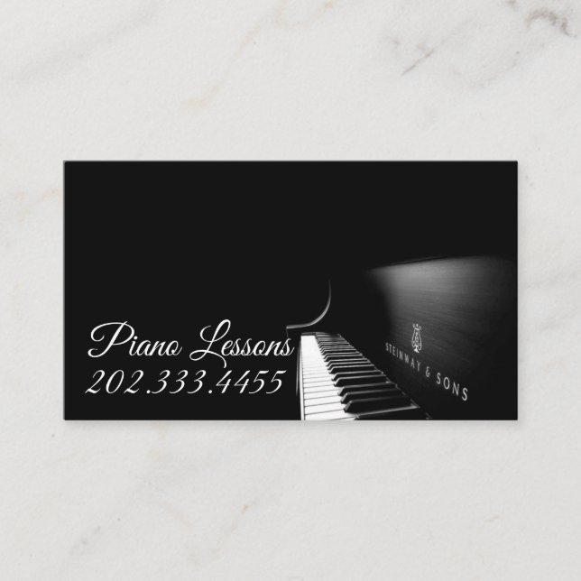 Cartão de Visita de Aulas de Piano, Música, Instru (Frente)