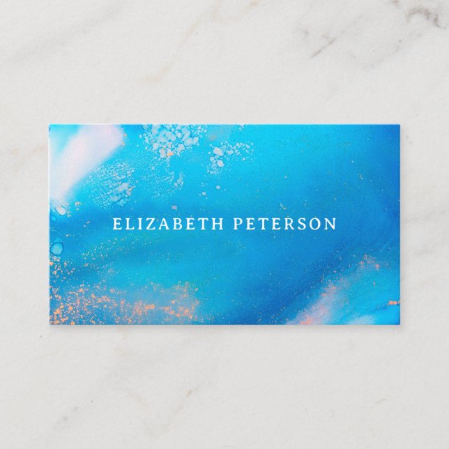 Cartão de visita de azul de praia do mar moderno (Frente)