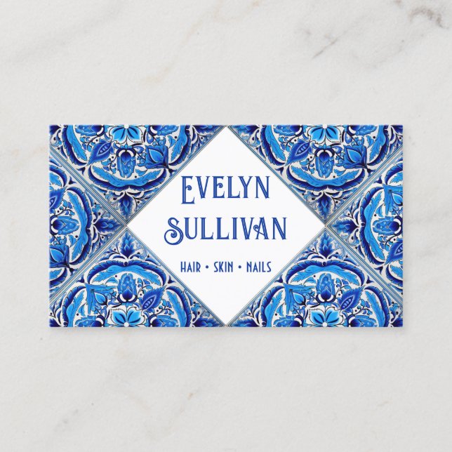 Cartão de visita de azulejo mediterrânico (Frente)