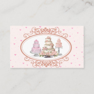 Cartão de visita de Baker de Casamento Rosa