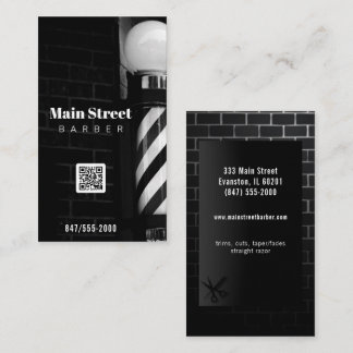 cartão de visita de barbearia de código qr
