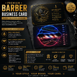 Cartão de Visita de Barbearia Premium | Neon Glow